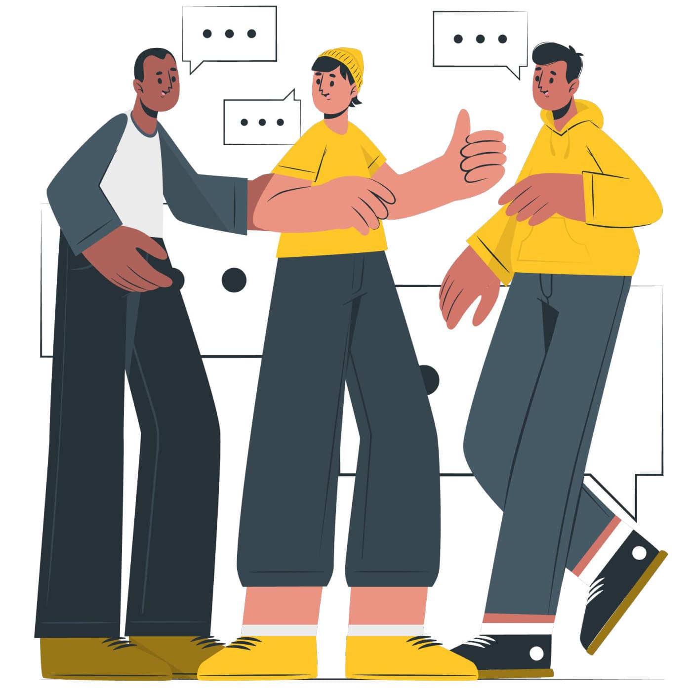 Illustration of three friends talking